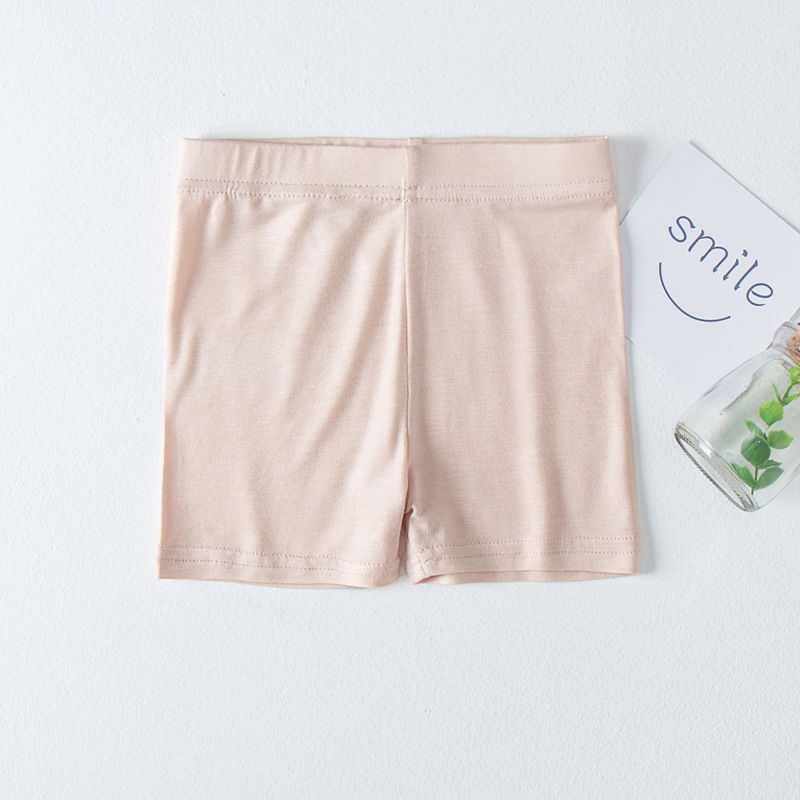 Summer Girls Shorts Summer Solid Color Modal Breathable Bottoming Safety Pants For 2-12 Years Old Children skin pink 3-4Y 110