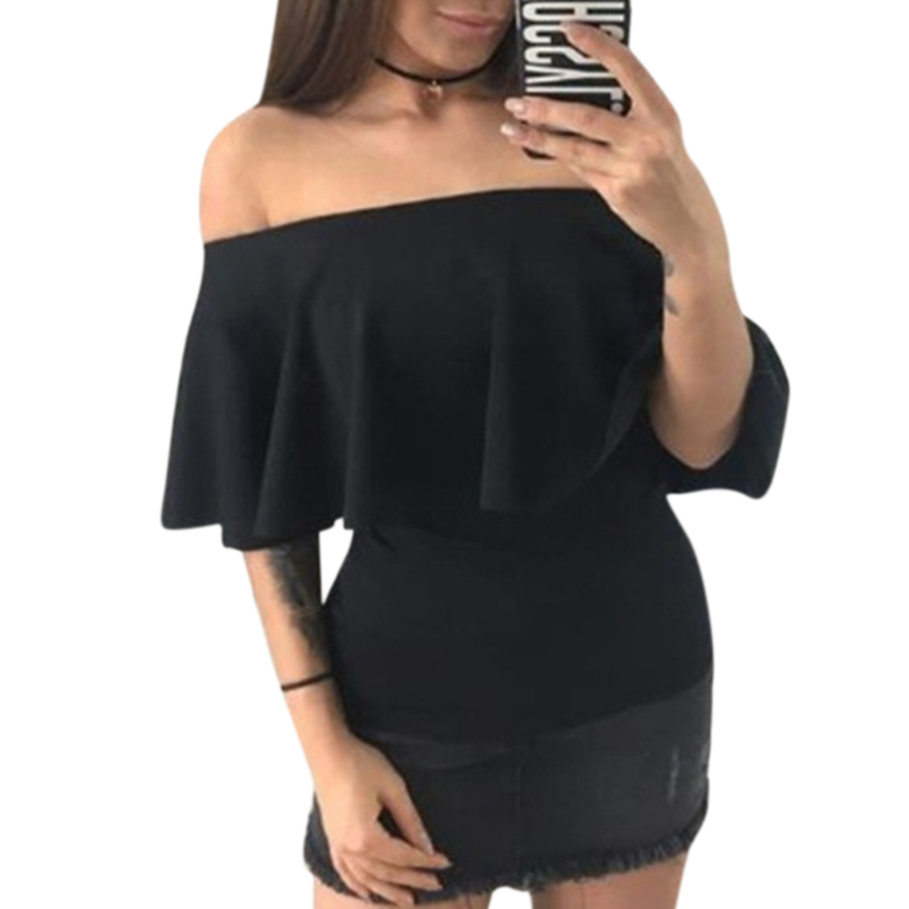 Women Fashionable Off Shoulder T-Shirt Sexy Short Sleeve Top