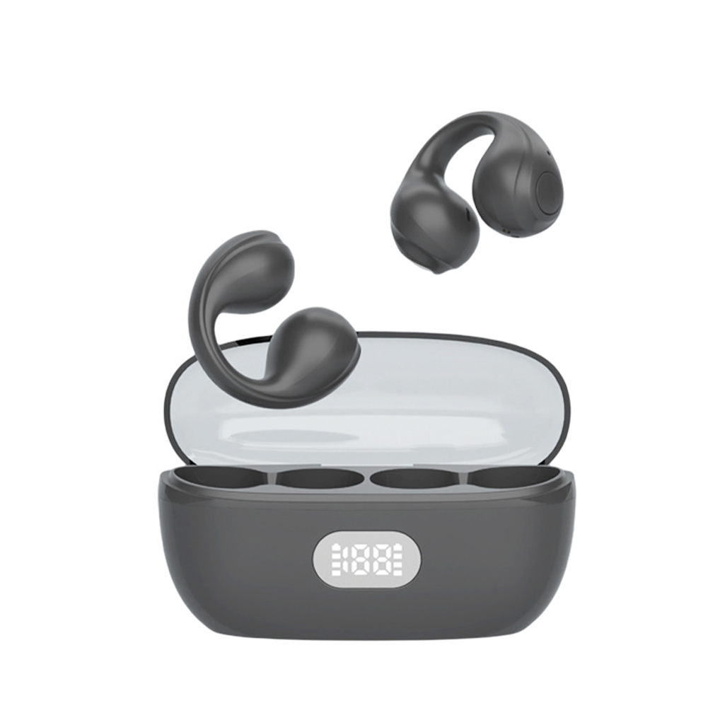 1 Pair Air8 Bluetooth Headphones Noise Reduction Ear Clip Wireless Business Earphone With Charging Cabin black