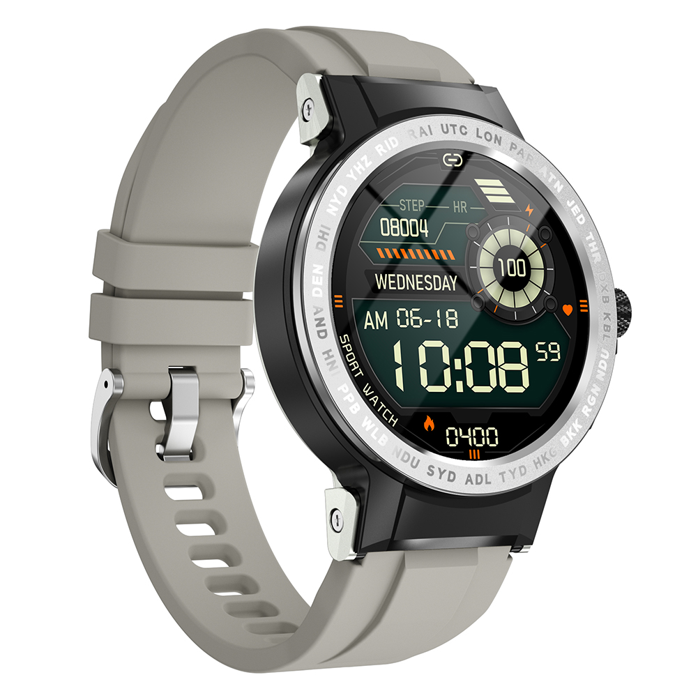 E19 Men Intelligent Watch Heart Rate Blood Pressure Blood Oxygen Monitoring Multi-functional Waterproof Smartwatch silver grey