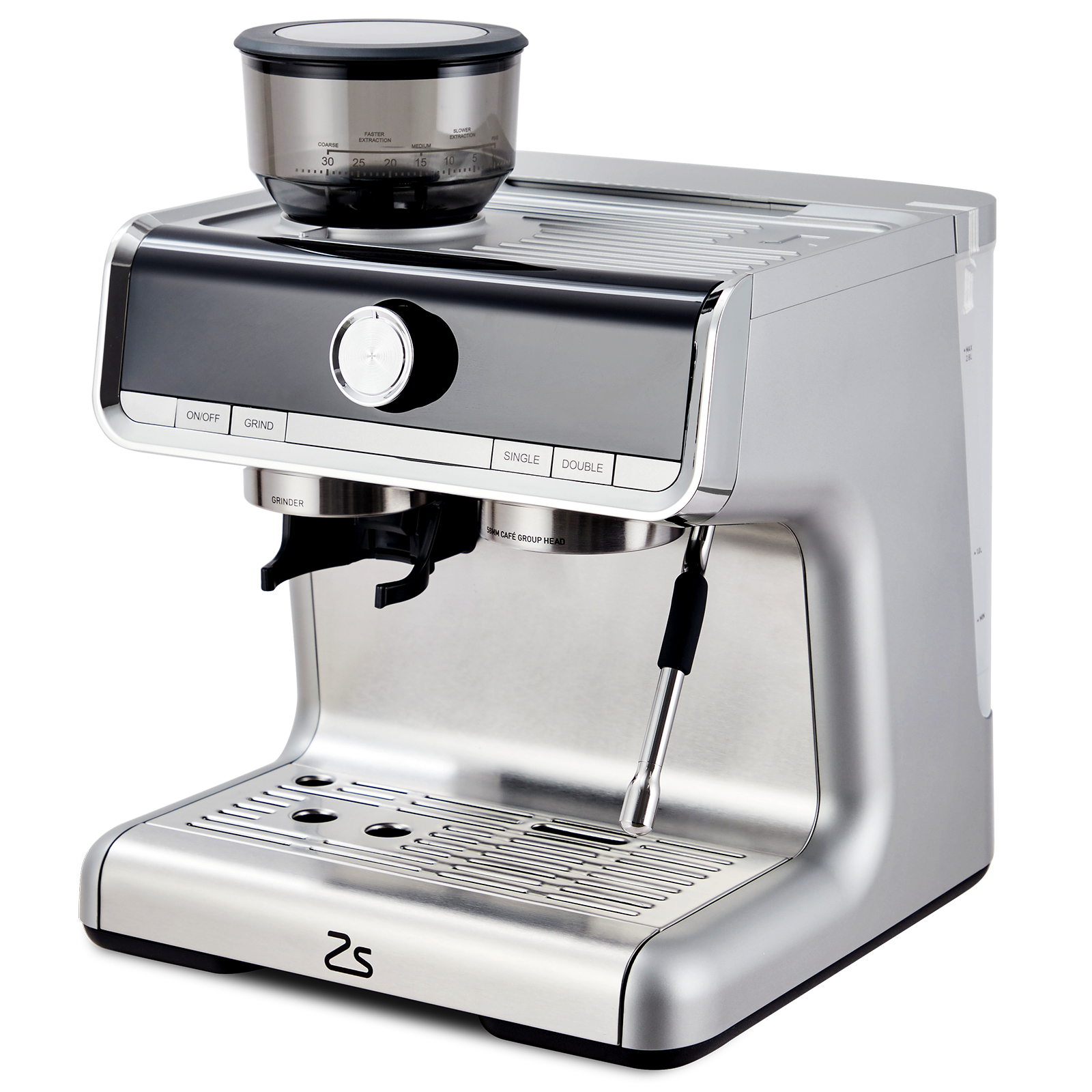 US GARVEE Espresso Coffee Machine with Grinder, 20 Bar Semi-Automatic Espresso Maker with Milk Frother Steamer Wand for Cappuccino, Latte, Macchiato, 2.8 L Water Tank, PID Temperature Control,Bright Silver