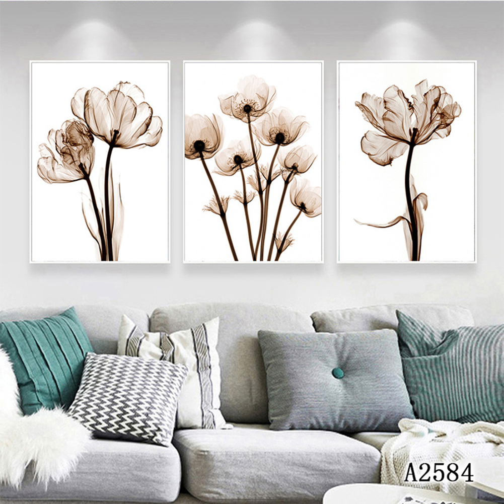 3Pcs/Set Paint Flowers Canvas  Painting Print Wall  Art  Picture Living  Room  Decoration Style two_30x40cm