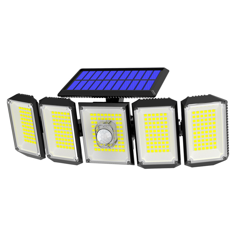 Outdoor Solar Lights 300led Motion Sensor 5 Heads LED Flood Lights with RC