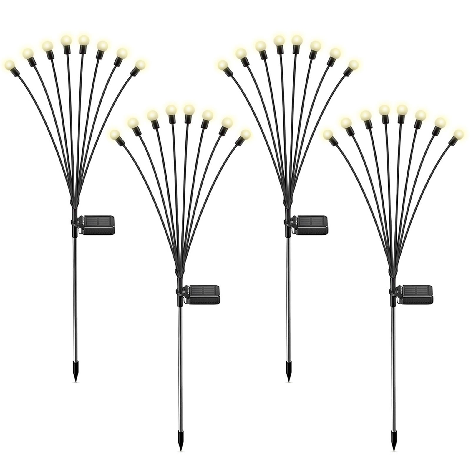 US Solar Powered Firefly Lights Ip65 Waterproof Starburst Swaying Garden Lamp For Courtyards Lawns Sidewalks Decor 8 heads warm white 4pcs/pack