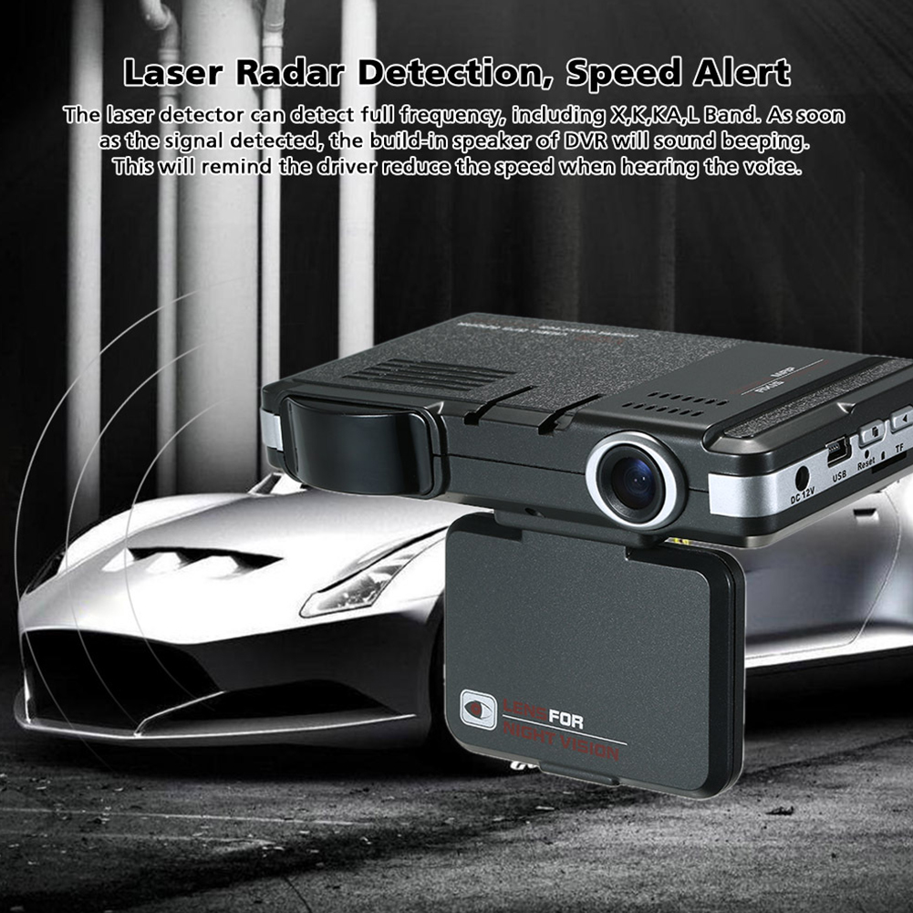 2.0 LCD Screen High Definition Car DVR Driving Recorder Radar Detector Two in One Car Speedometer black