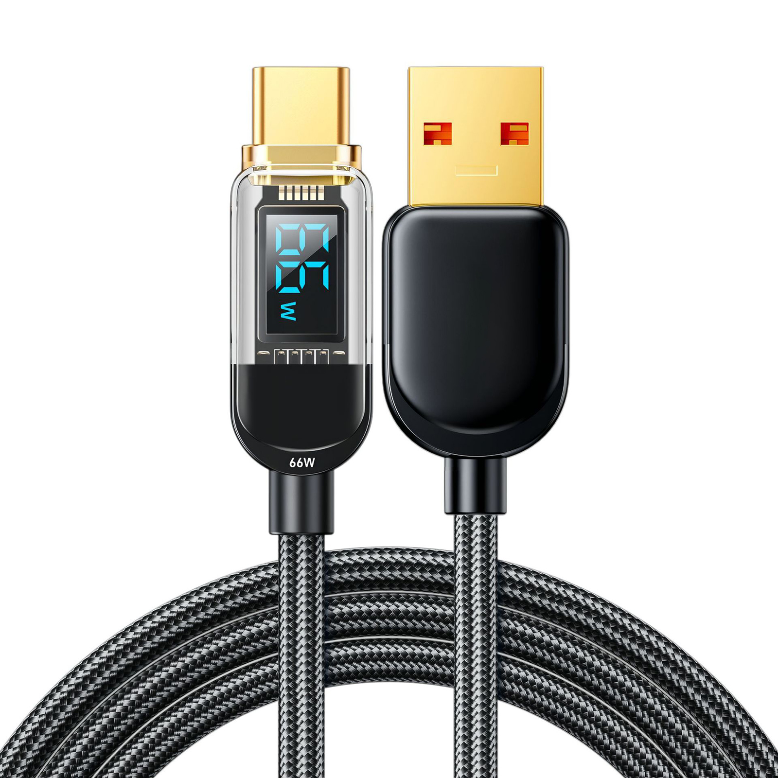 USB C Cable 1-2M/39.3-78.7Inches 20W Power Delivery Cable Data Transmission Portable Braided Data Cord With Real-Time Power Display PD Fasting Charging