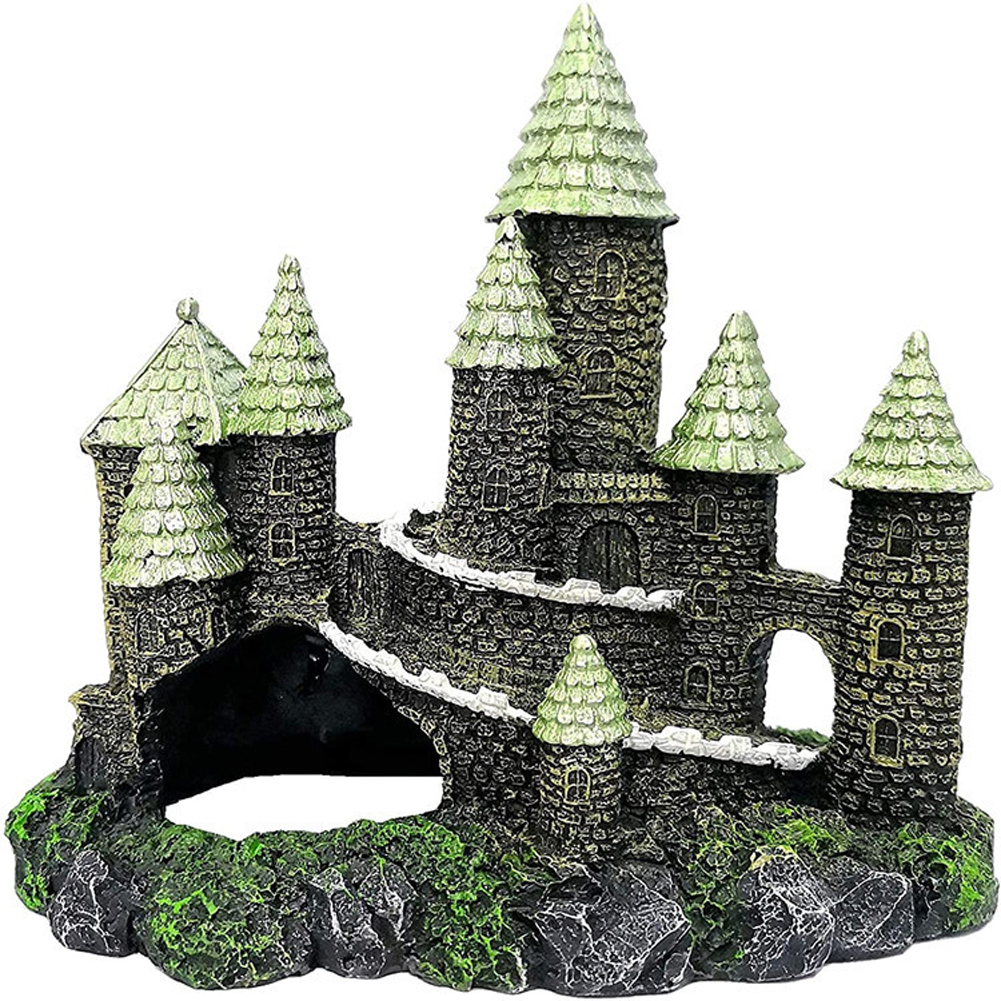 Resin Ornaments Simulation Castle Fish Shrimp Hideout House Fish Tank Aquarium Landscaping Accessories white top castle