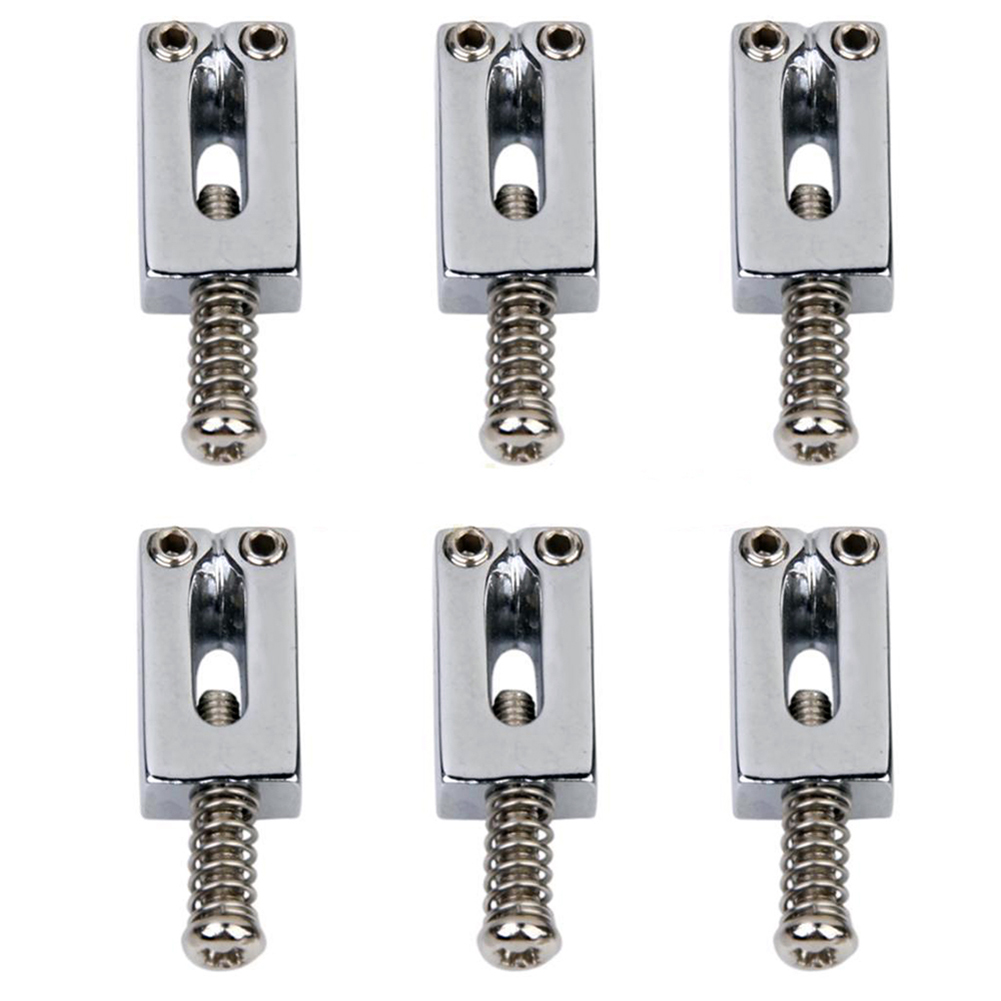 6 Pcs Electric Guitar Tremolo Bridge Saddle Silver