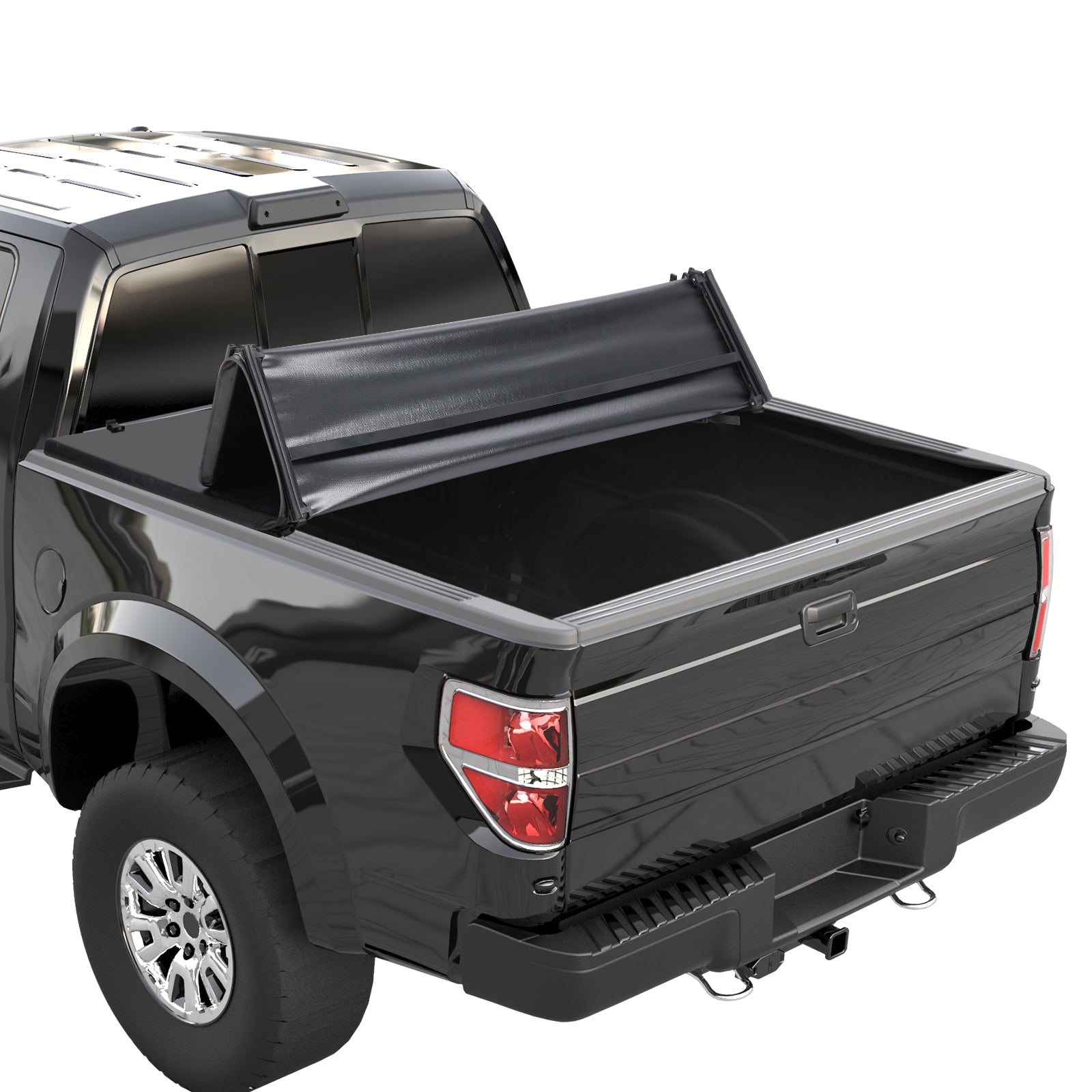 US GARVEE Quad 4-Fold Soft Folding Truck Bed 6.5ft Tonneau Cover Compatible for 2009-2014 Ford F150 Black