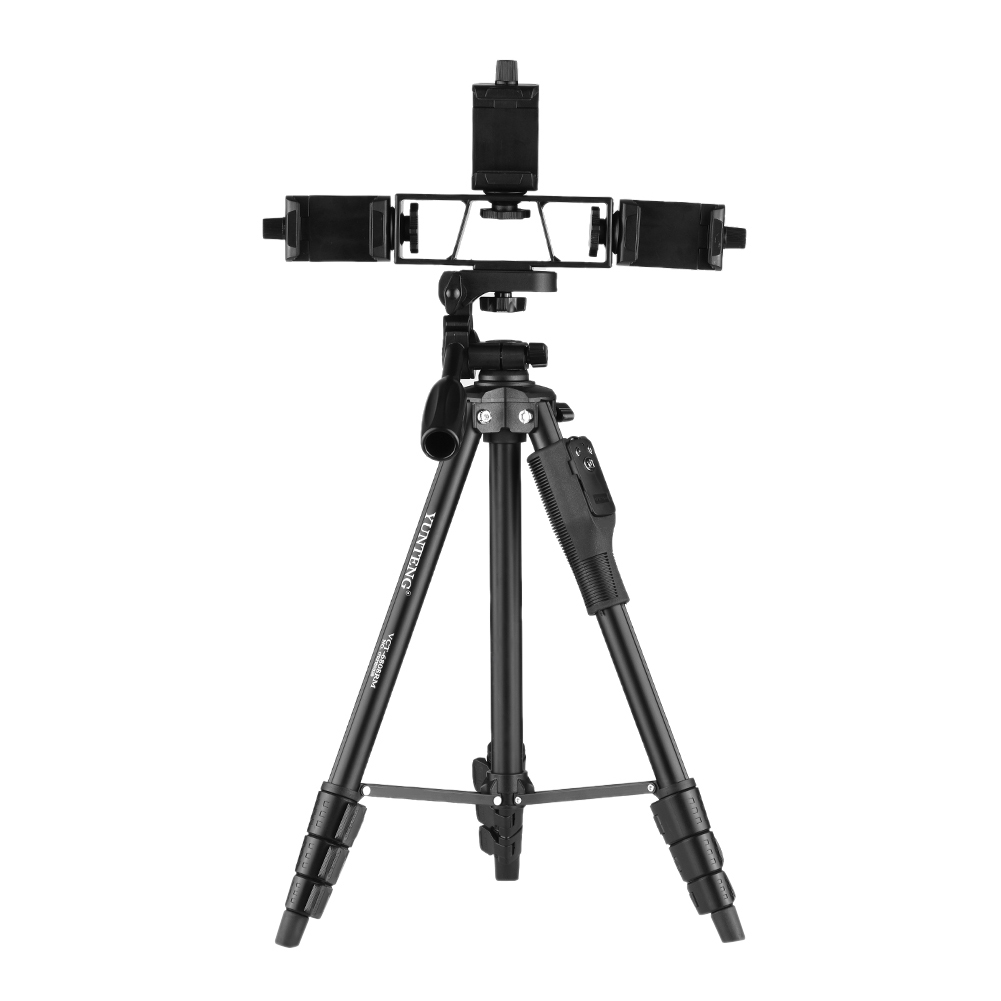 Mobile PhoneTripod Yunteng 6808 Set Live Broadcasting Selfie Timer Landing Tripod 3 Seats Tripod Black