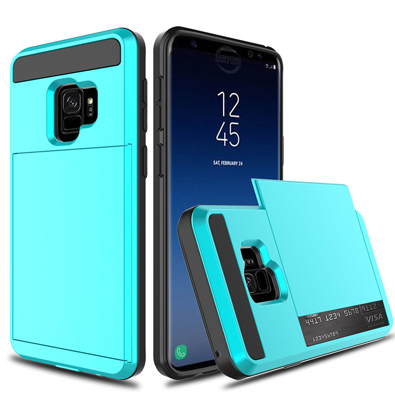 2 in 1 Ultra Slim Shockproof Full Protective Case with Card Wallet Slot for Samsung Galaxy S9/S9 Plus