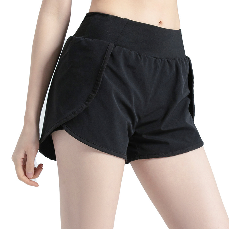 Summer Women Shorts With Side Pockets Casual Loose Quick-drying Sports Short Pants For Running Fitness Yoga Cycling black S