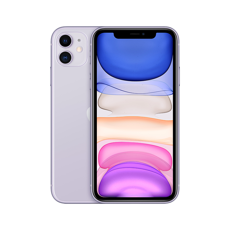 Apple iPhone 11 Dual 12MP Camera A13 Chip Smartphone LTE 4G Slow Selfie + European Gauge Adapter purple 64GB