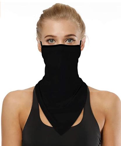 US Ear Hanging Mask Printed Pullover Outdoor Sports Headcover Casual Sunproof Mask Scarf Black *2