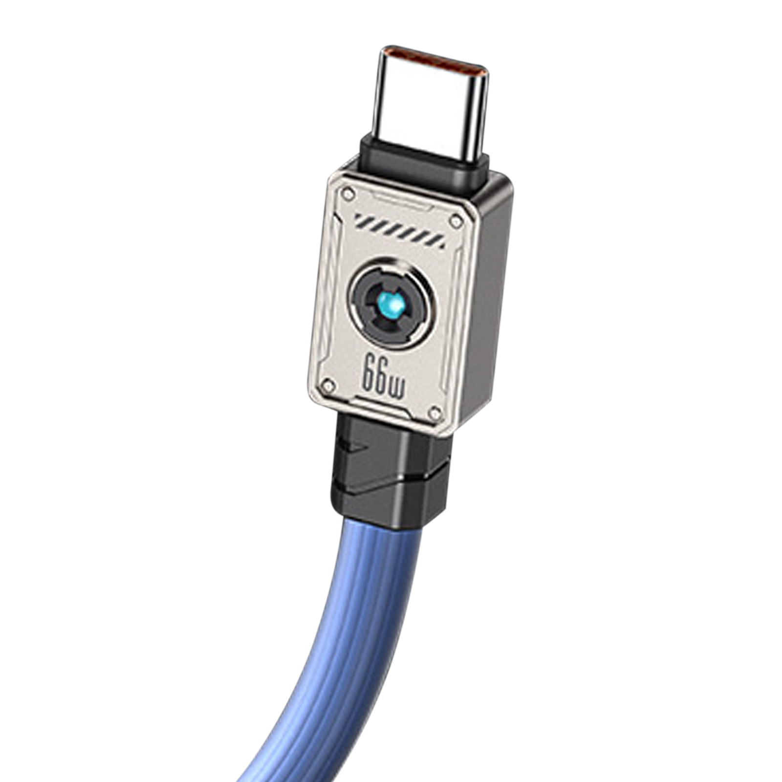 USB C Charging Cable Zinc Alloy Head USB Type C Cable Data Transmission 66W Fast Charging Male To Male Data Cable With Light For Laptop Smart Phone Tablet blue USB-Type-C data cable 66w