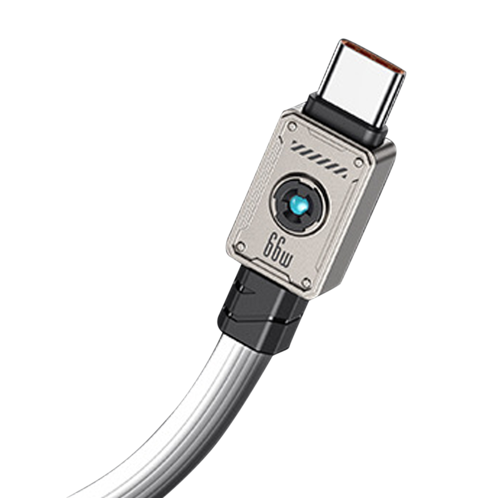 USB C Charging Cable Zinc Alloy Head USB Type C Cable Data Transmission 66W Fast Charging Male To Male Data Cable With Light For Laptop Smart Phone Tablet White USB-Type-C data cable 66w