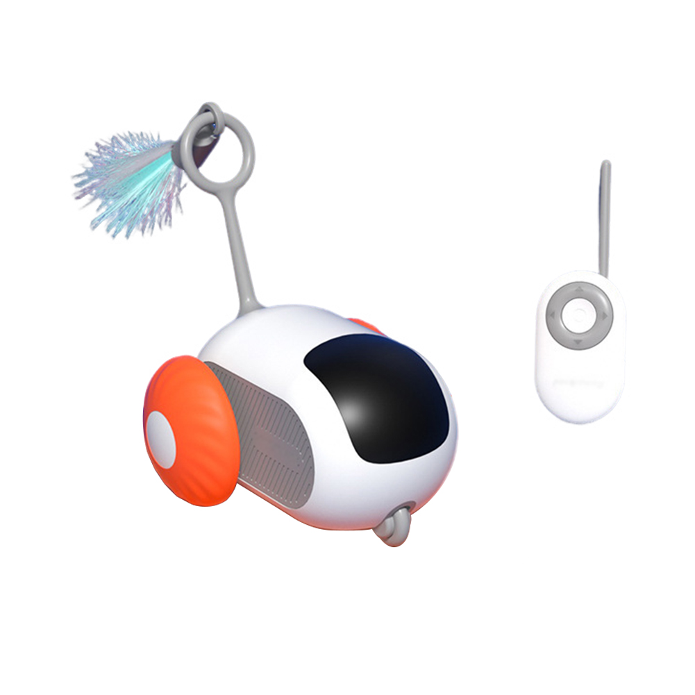 Remote Control Smart Electric Cat Toy Smart Electric Cat Toy Rechargeable Automatic Cat Toy Car Kitten Toys Car Moving Toy Indoor Funny Kitten Toy With Feather orange color