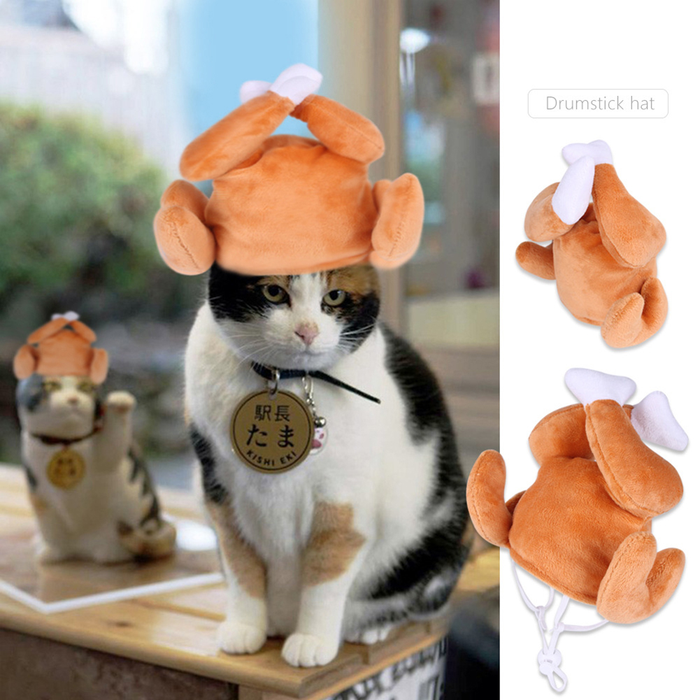 Pet Hat Cartoon Drumstick Shape Dog Teddy Cat Cosplay Headgear Costume Drumstick hat_One size