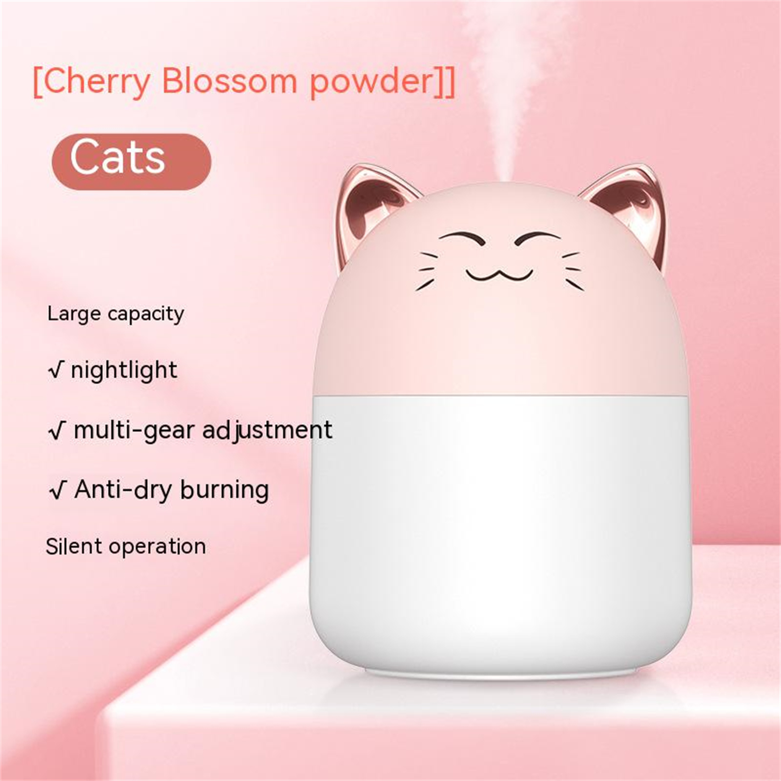 Portable Led Mini Humidifier 250ml Cartoon Cat Tiger Mist Purifier Night Light