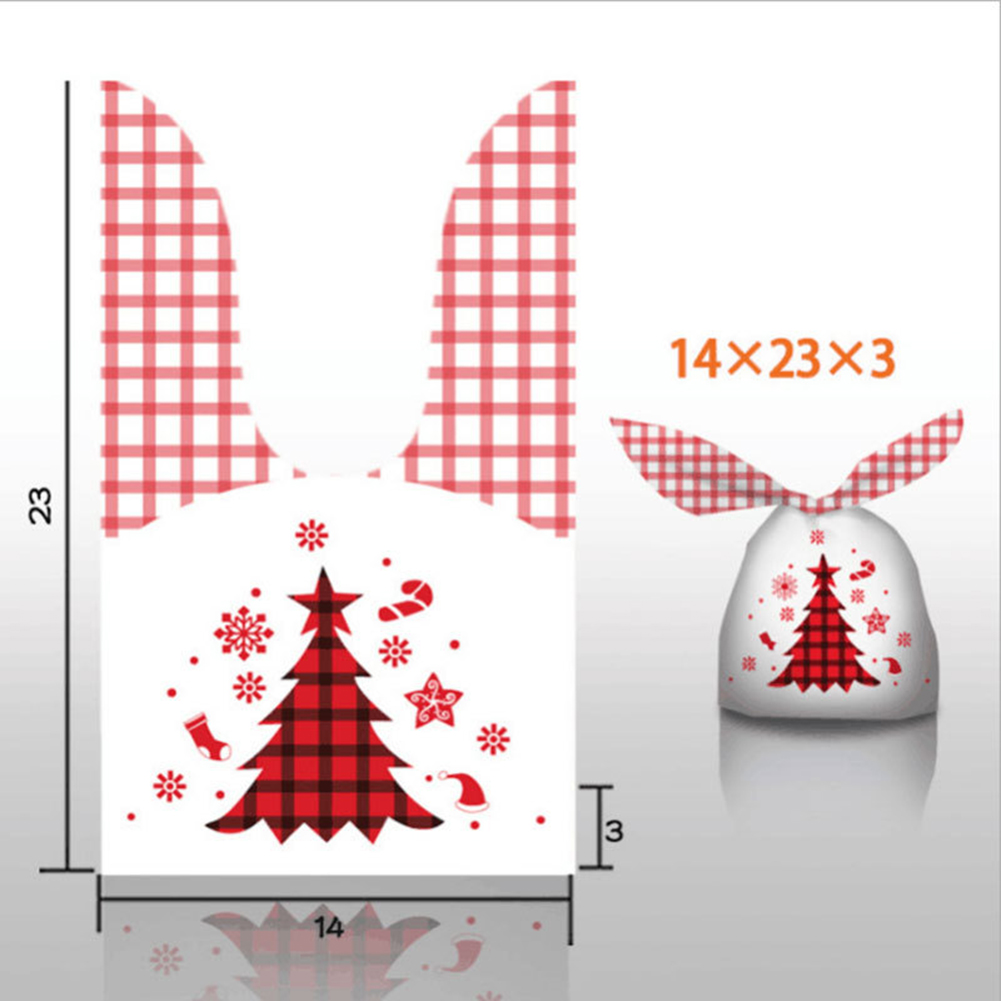 50pcs Christmas Candy Bags Cartoon Rabbit Ear Gift Bags Xmas Party Supplies