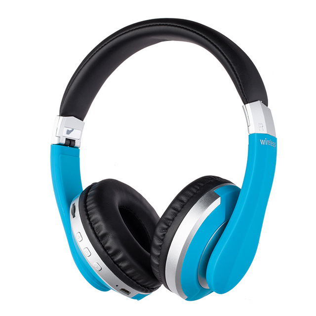 Wireless Headphones Bluetooth Headset Foldable Stereo Gaming Earphones with Microphone Support TF Card for IPad Mobile Phone blue