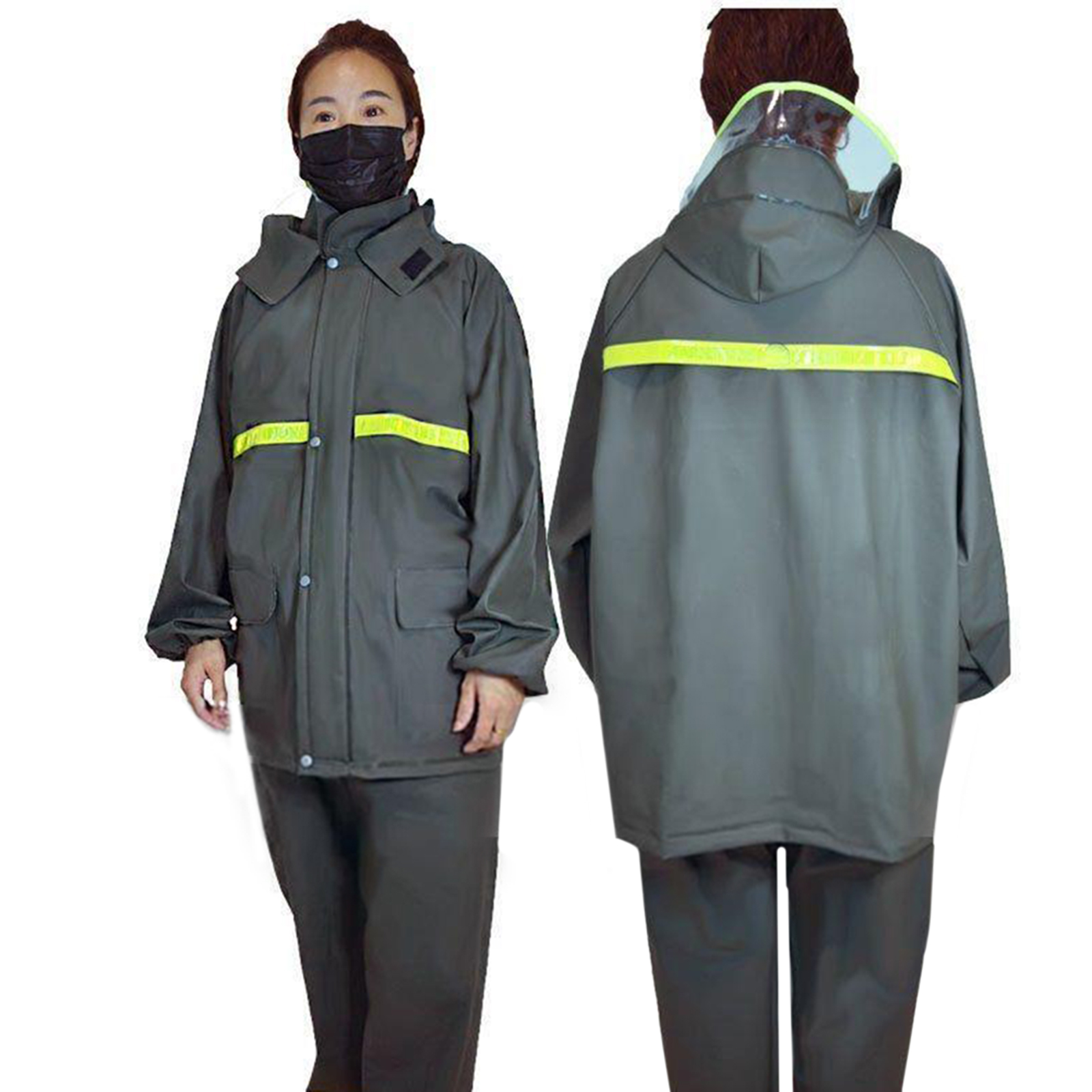 Motorcycle Raincoat With Drawstring Hat Safety Reflective Tape Waterproof Rainwear Suit Bike Raincoat For Camping Hiking Running Suit (pocket) XL