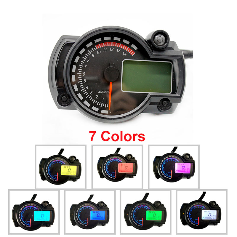 ID Motorcycle Digital Speedometer LCD Gauge Speedometer Tachometer Odometer Instrument Colorful_B2910