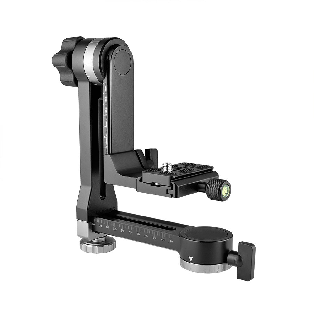 Vertical Gimbal Tripod Head Aluminium Alloy 1/4 or 3/8 Screw for DSLR Telephoto Lens Camera Quick Release Plate black