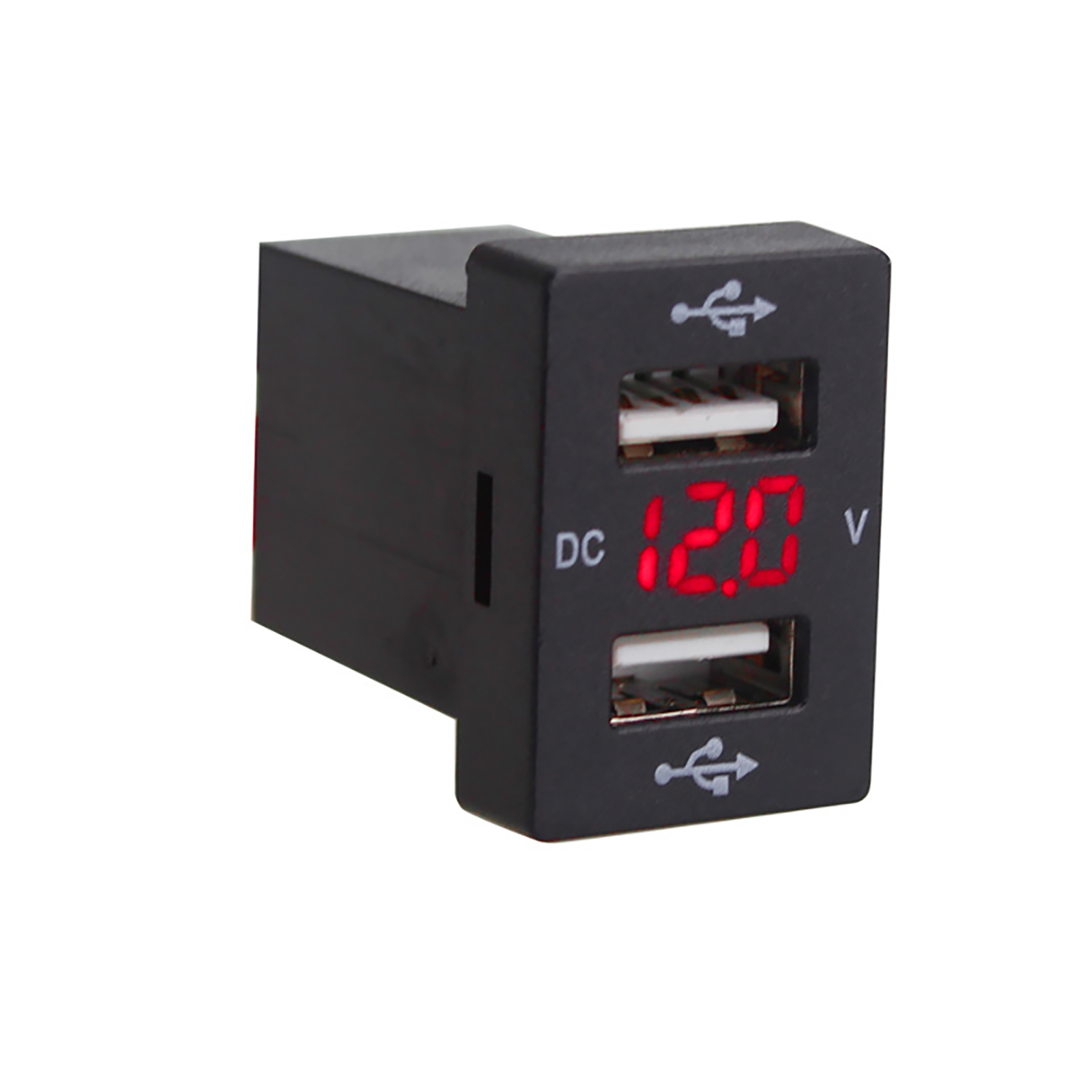 Dual Usb Car Charger Digital Voltmeter Display Real-Time Quick Charge Power Adapter Socket For Mobile Phone red