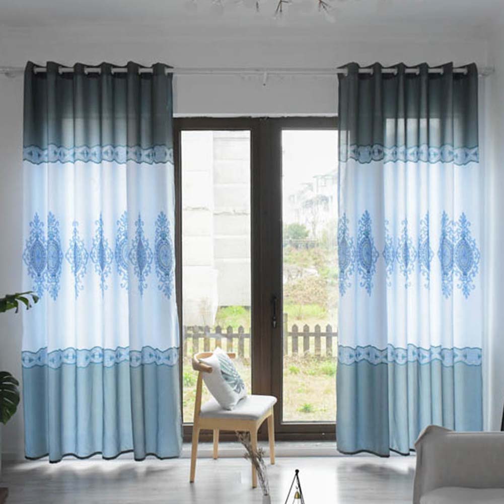 Wood Grain Shading Window Curtain for Home Living Room Bed Room Decoration blue_1 * 2.7 meters high