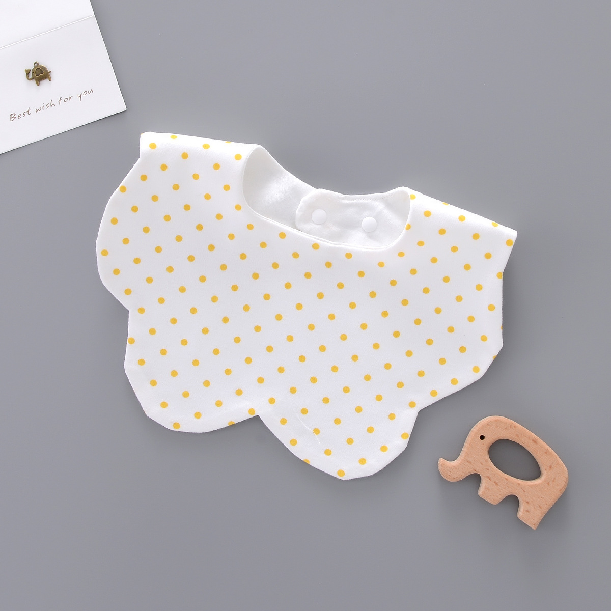 Newborn Saliva Towel Cute Cartoon Printing Petal Bibs Cotton Waterproof Adjustable Bib For Baby Aged 0-1 golden dots