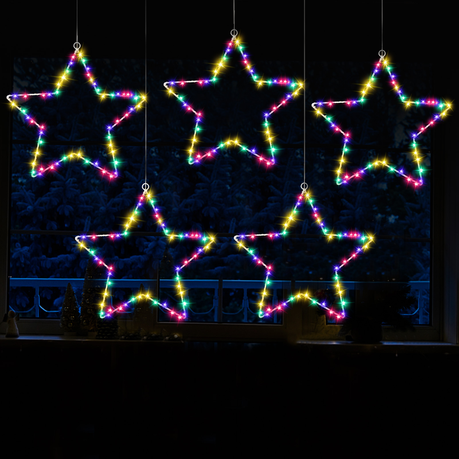 Wholesale US Christmas Window Star Lights 5 Pack Battery Operated