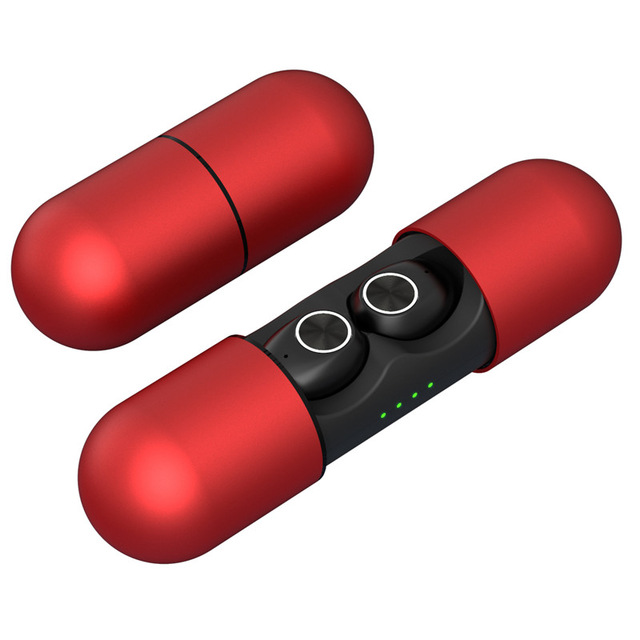 V8 TWS True Wireless Bluetooth Earphones Wireless Headset 5.0 With Charging Compartment No Delay HD Binaural Call SweatProof red