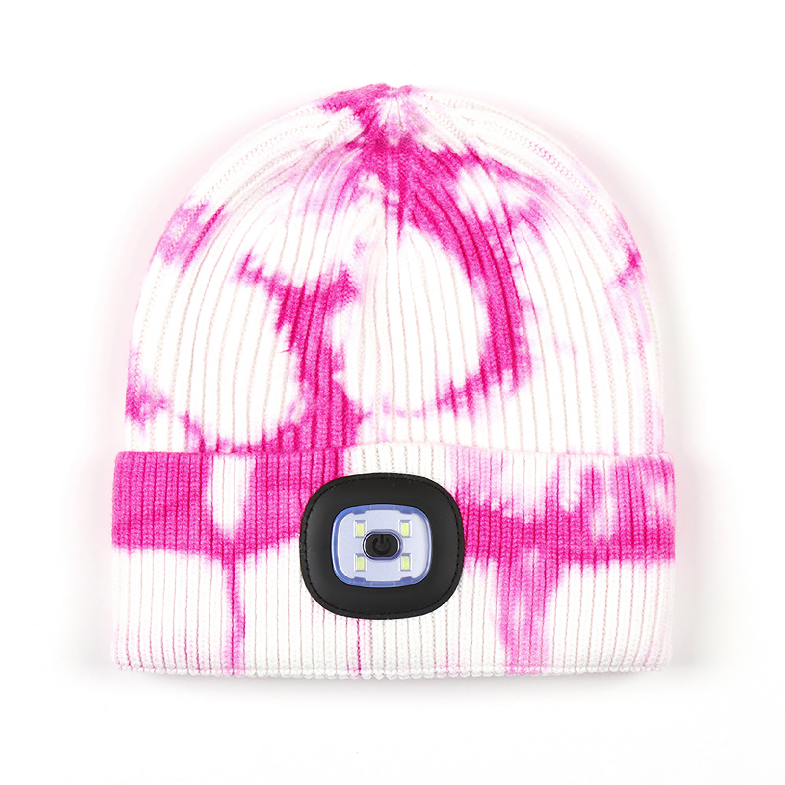 LED Beanie With Light, USB Rechargeable LED Headlamp Beanie Cap, Winter Warm Unisex Knitted Hat For Outdoor Dog Walking Camping Running Hiking, Gifts For Men Women pink
