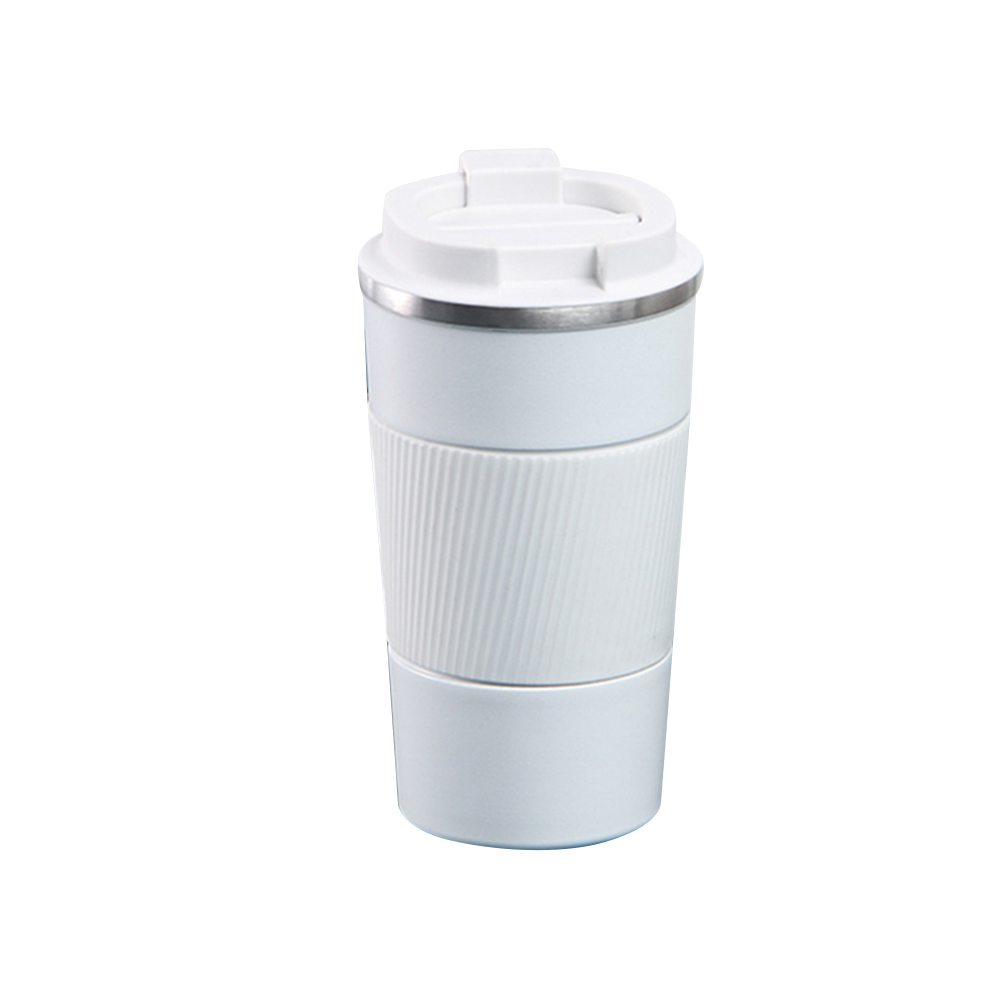 Reusable Stainless Steel Coffee  Mug Non-slip Handle Double Vacuum Insulation Insulated Cup With Leak-proof Lid For Office Travel White