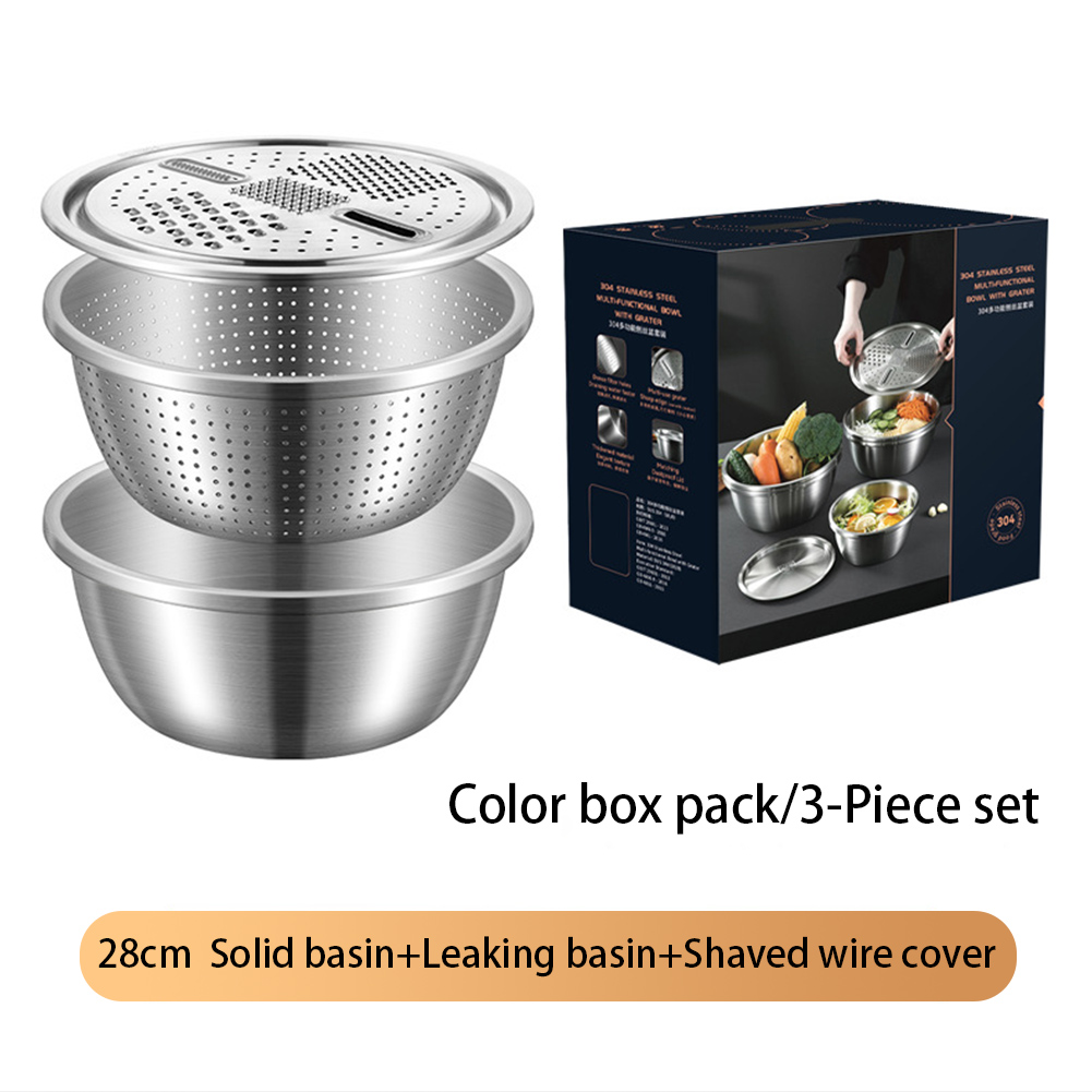 Stainless Steel Basin, Box Grater With Fine Mesh Strainer, Basin, Julienne Peeler, Circular Edge, Detachable Vegetable Slicer Grater Strainer And Drain Basket grater basin 3-piece