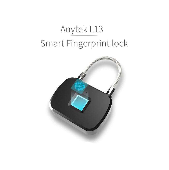 Security Smart Lock Keyless Smart Fingerprint Lock Anti-Theft Security Padlock Door Luggage Case Lock black