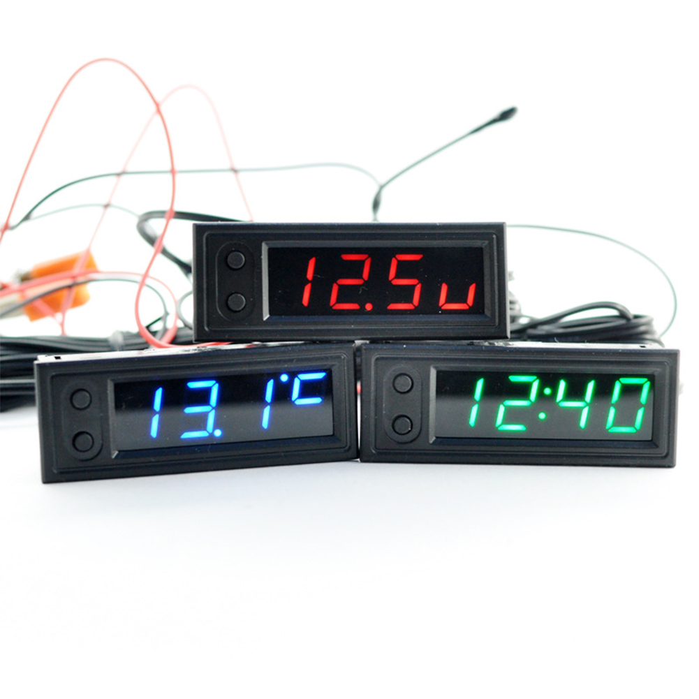 DC 5~27v Diy Control Panel 3-in-1 Car Clock Luminous Thermometer Voltmeter