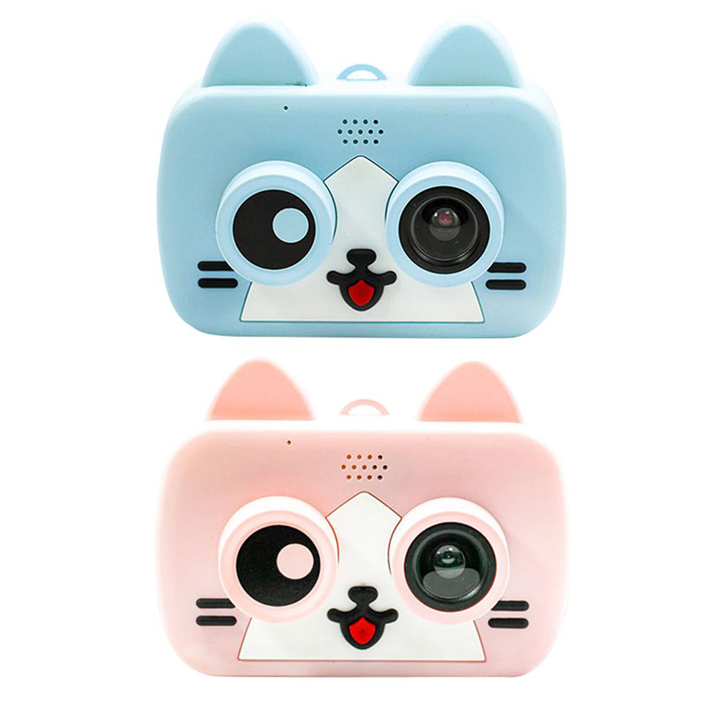 Ultra-mini Smart Children's Camera IPS 1080P HD Kids Waterproof Digital Cameras 1200W 2-Inch Cartoon Camera Support WiFi TF Card Pink