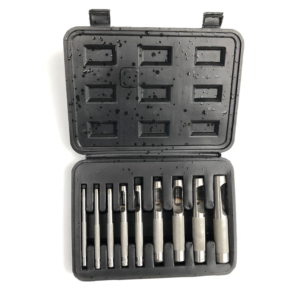 9pcs Punching Leather Hole Punch Round Steel Leather Craft Hollow Hole Punch