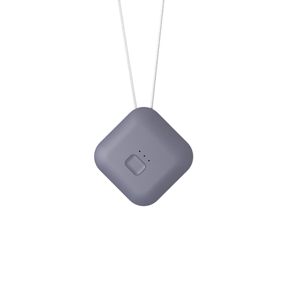 Portable Necklace Air Purifier Remove Formaldehyde PM2.5 Anion Air Freshener Square [Gray]