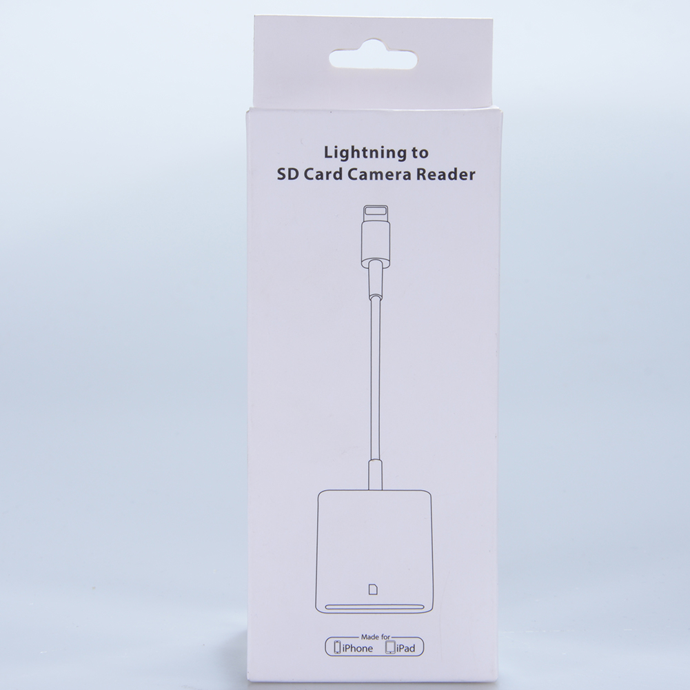US OTG SD Card Reader Digital Camera Reader Adapter Cable for iPhone 5/6/7 and iPad White