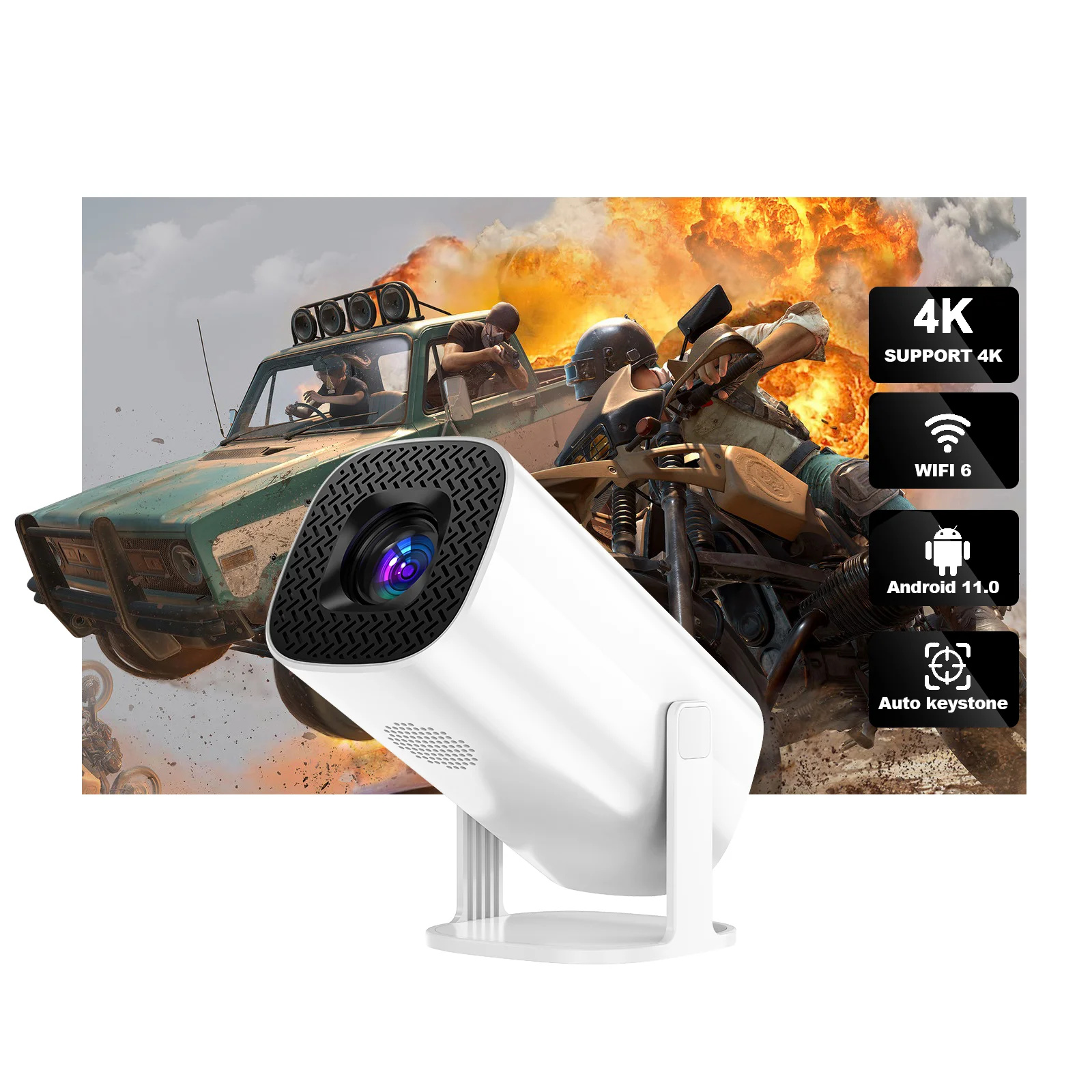 WiFi Projector HD Mini Video Projector Home 4K Video Smart Portable Projector