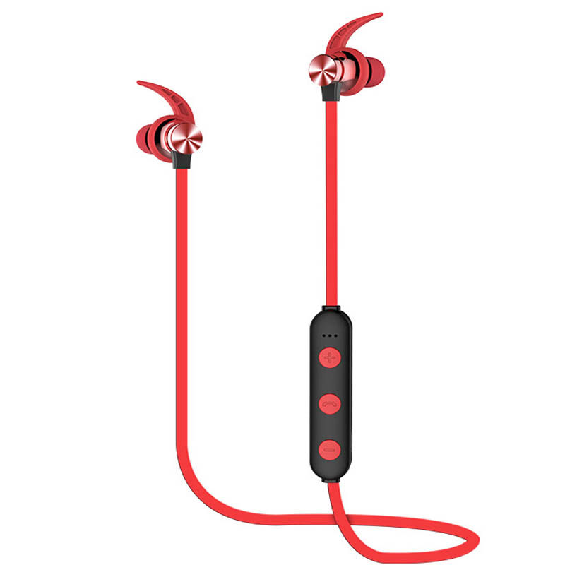 XT22 Sports Wireless Bluetooth Earphone Magnetic Attraction Headset 3D Stereo Bass Headphone with Mic red