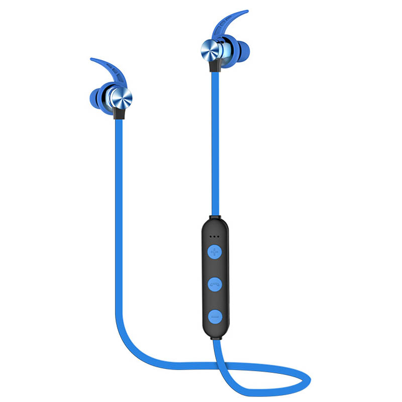 XT22 Sports Wireless Bluetooth Earphone Magnetic Attraction Headset 3D Stereo Bass Headphone with Mic blue