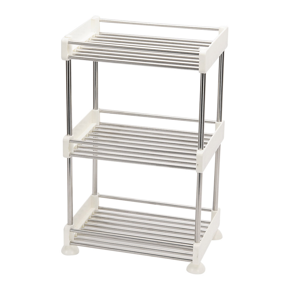 Wholesale Stainless Steel Shelf 3layers Storage Rack Kitchen Toilet Floor Floor Drip Storage Shelf Bathroom Corner Rack Three Layers From China