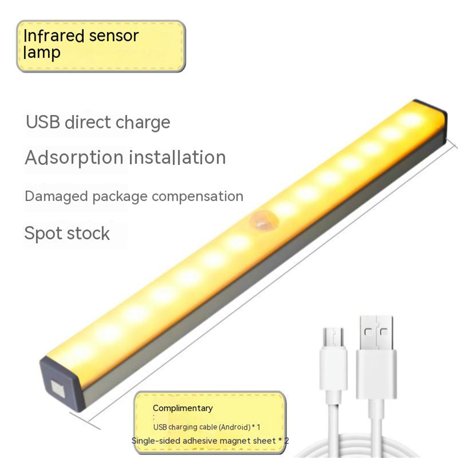 Led Intelligent Human Body Sensor Lamp With Strong Magnetic 120 Degree Dimming Usb Charging Night Light 500mm sensor light