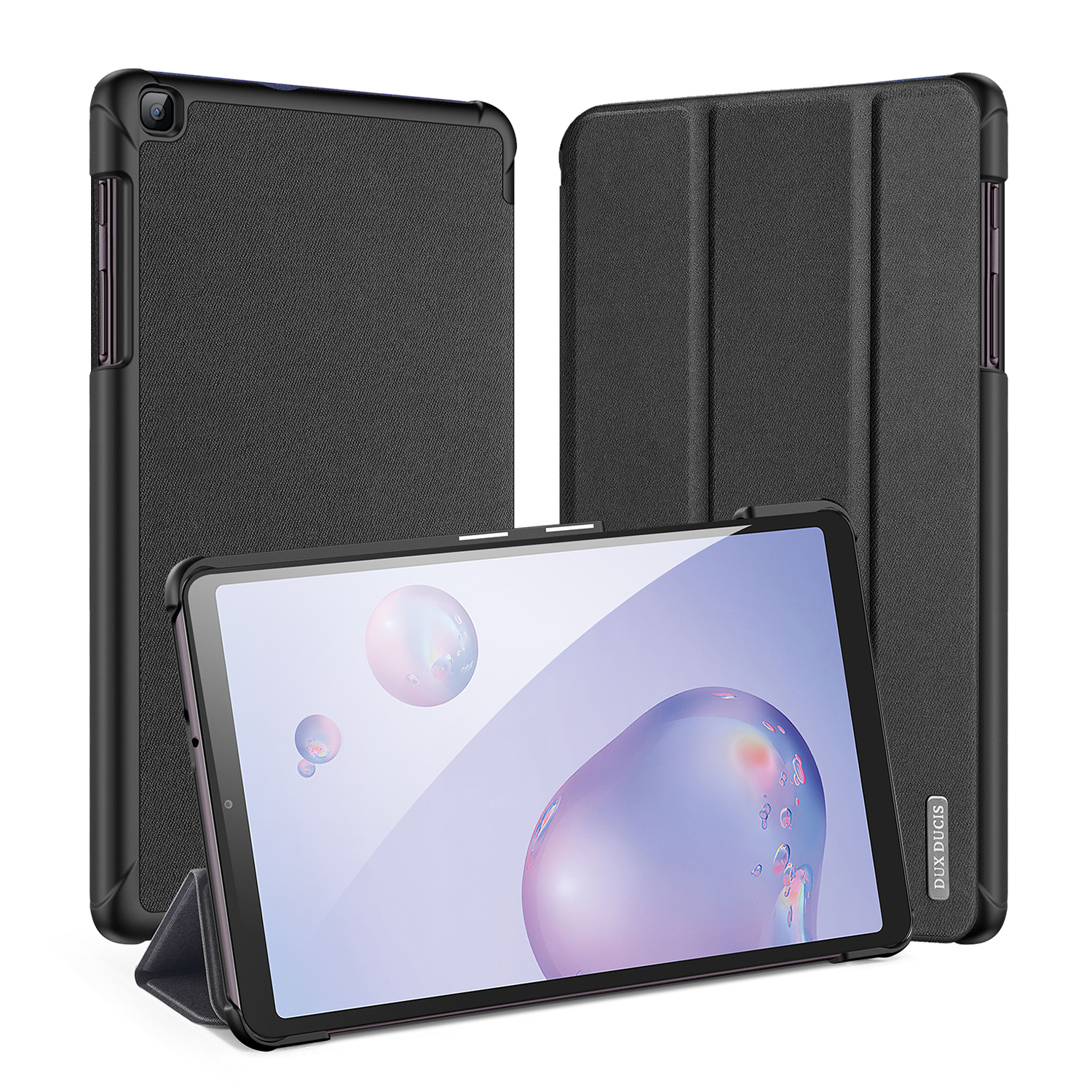 DUX DUCIS For Samsung Galaxy Tab A 8.4  2020 Simple Solid Color Smart PU Leather Case Anti-fall Protective Stand Cover with Sleep Function  black