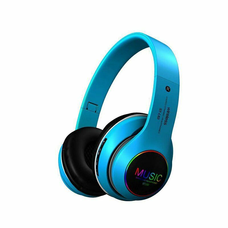 Wireless Bluetooth 5.0 Headphones Foldable Headset Earphones Noise Cancelling Sport Earphone blue