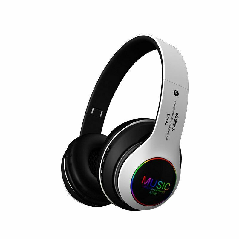 Wireless Bluetooth 5.0 Headphones Foldable Headset Earphones Noise Cancelling Sport Earphone silver white